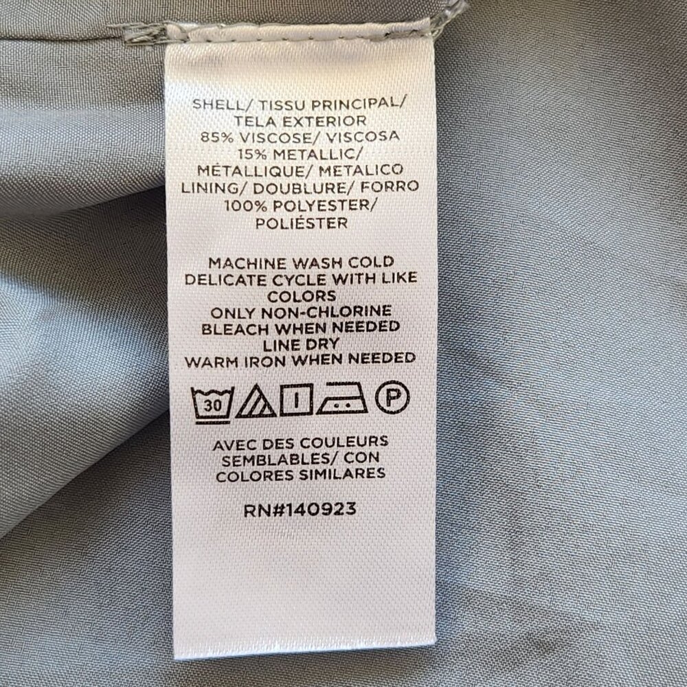 Loft Gold Star Print Shimmer Long-Sleeve Tiered Dress Gray Metallic Babydoll - Picture 9 of 11